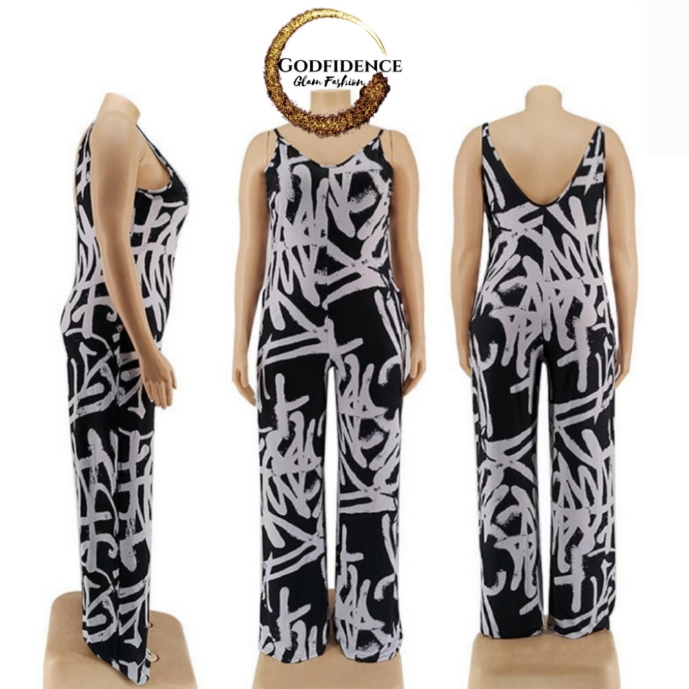 Plussize Printed Jumpsuit - Picture 3 of 4